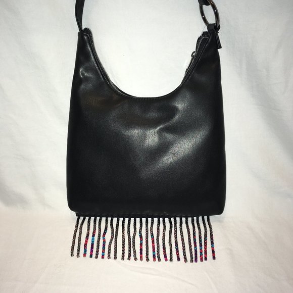 NWT Black Hobo Bag w/Bling Fringe - Picture 4 of 5